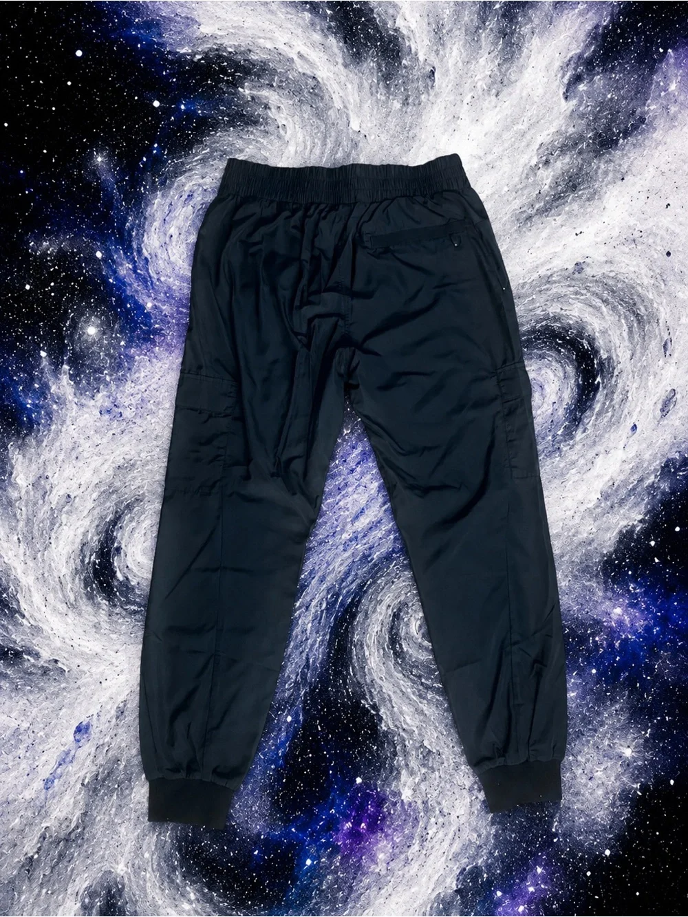True Religion Men’s Tech Cargo Joggers Medium Black Utility Nylon Zip Pocket